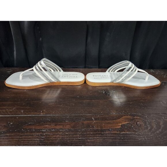 Tuscany by Easy Street White Antea Square Toe Thong Sandals/Sz. 7.5M NWOB - Picture 2 of 9